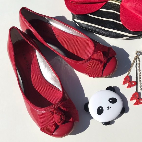 Rampage “Princess 2” Faux Patent Bow Ballet Flat - Picture 1 of 6